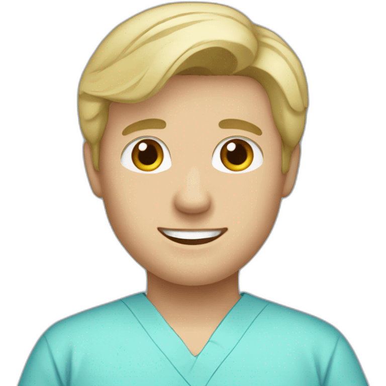 male blond doctor in baby blue scrubs emoji