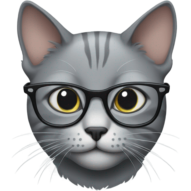 Grey cat with glasses emoji