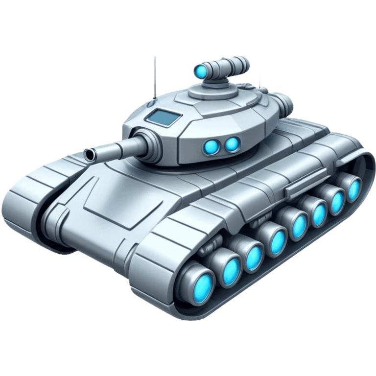 Clash of Clans aesthetic: Cinematic Playful Space Tank Emoji, rendered in a 3D vector-style similar to standard emojis with minimal shading and bold, simplified shapes. A robust, isometric armored vehicle with sleek futuristic plating and energy cannons, softly glowing with a high-tech cosmic combat charm. Simplified yet unmistakably iconic, highly detailed and consistent, glowing with a soft radiant shine and high gloss. Stylized with a touch of intergalactic warfare and a soft glowing outline, capturing the essence of a futuristic battle machine with a friendly, playful spirit! emoji