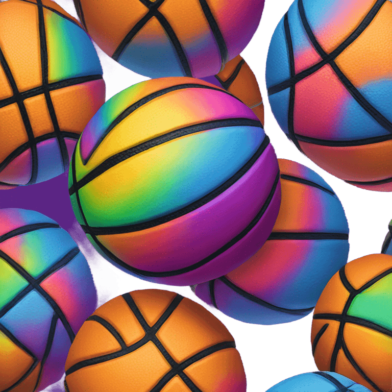 Rainbow colored basketball emoji