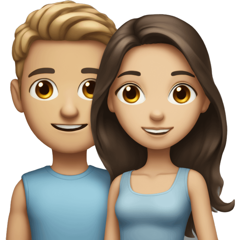 blue eyed brunette boy with brown eyed brunette girl emoji