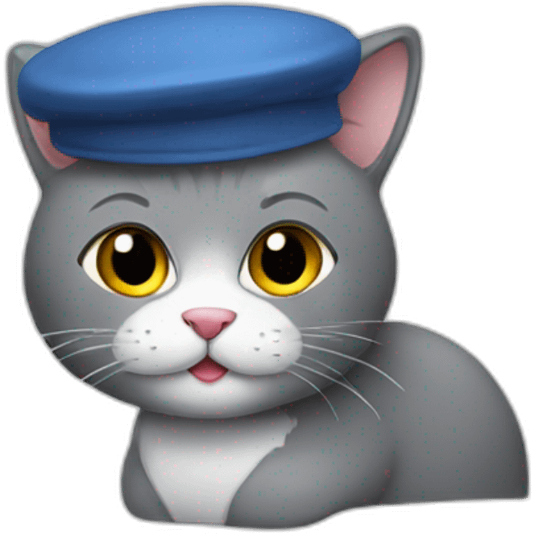 Grey cat wearing a berret emoji