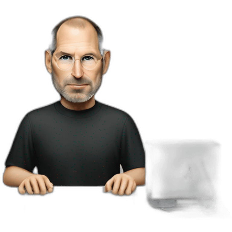 Steve jobs with a Mac plus  emoji