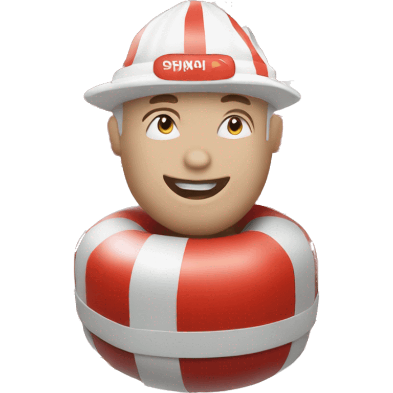 Red and white thick stripped life saver emoji