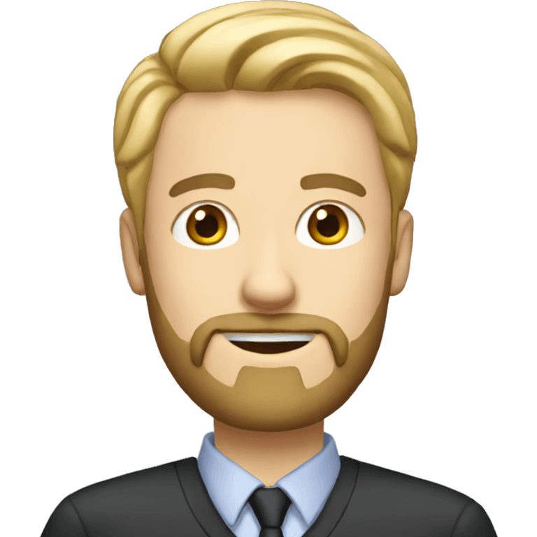 male teacher with blonde hair and side parting and black beard emoji