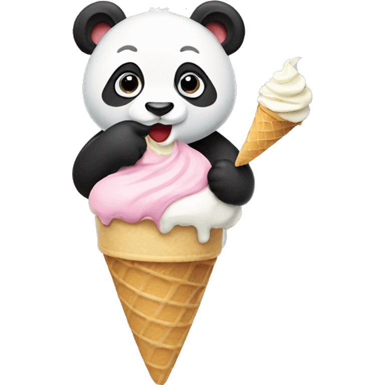 Panda eating ice cream emoji