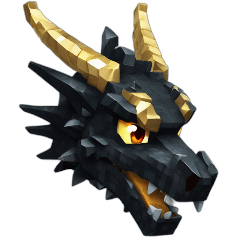 Minecraft Glitter Black Dragon Head With Diamond Horn emoji