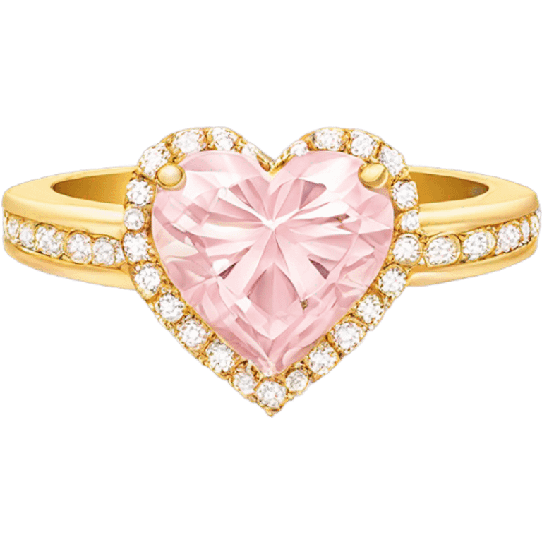 Gold engagement ring with light pink heart diamond  emoji