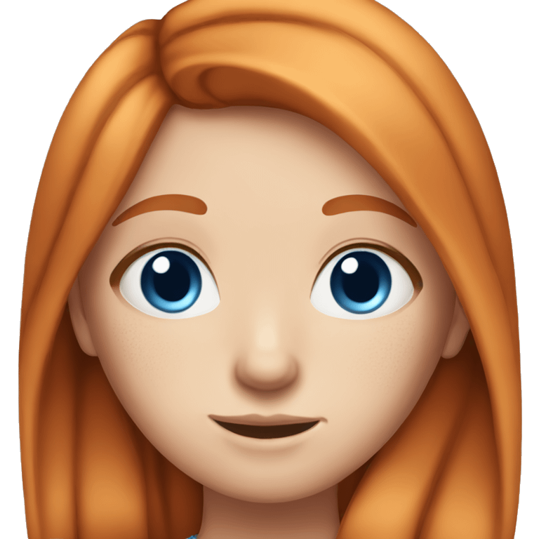 Straight ginger hair girl with blue eyes and freckles  emoji