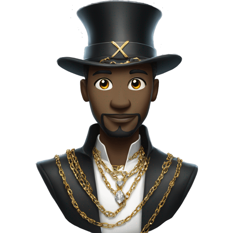 rich black magician, wearing diamond chains emoji