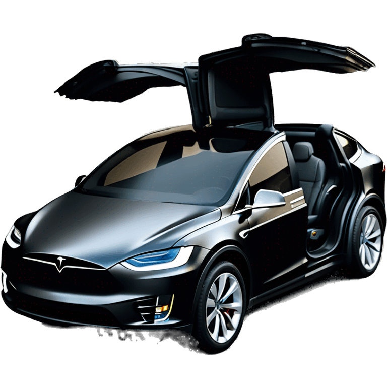 Tesla Model X in black with back doors open emoji