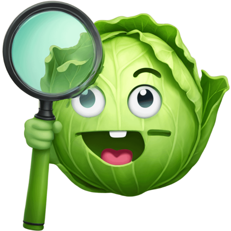 happy cabbage hold magnifying glass emoji