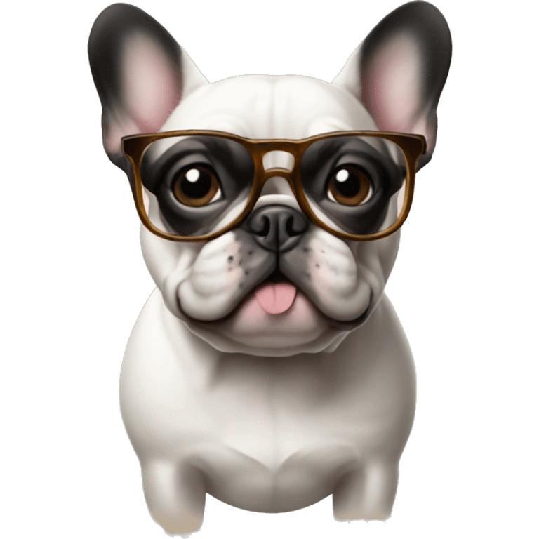 French bulldog with glasses emoji