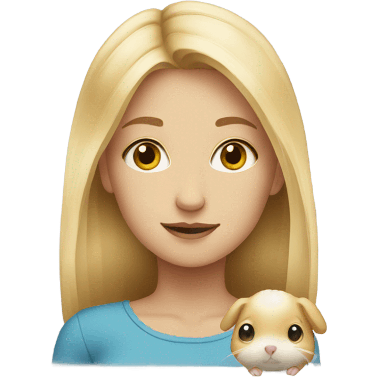 Blonde girl with a hamster emoji