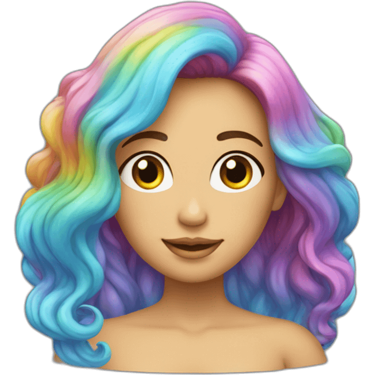 Sirène avec cheveux arc-en-ciel emoji