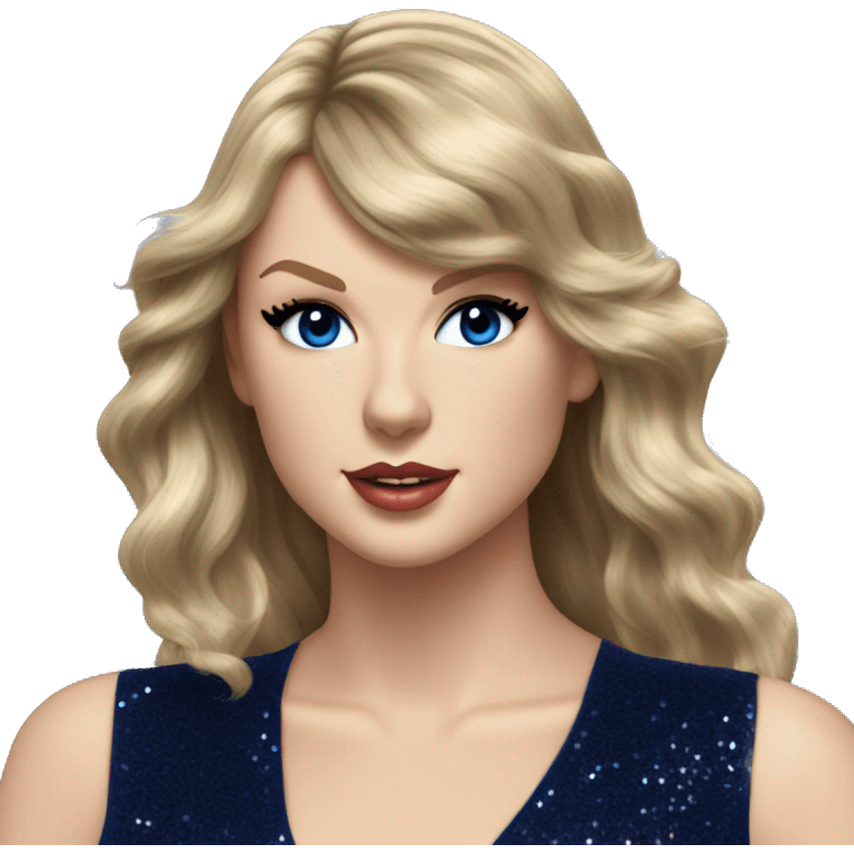 Realistic Taylor swift wearing navy blue glittery bodysuit and long hair emoji