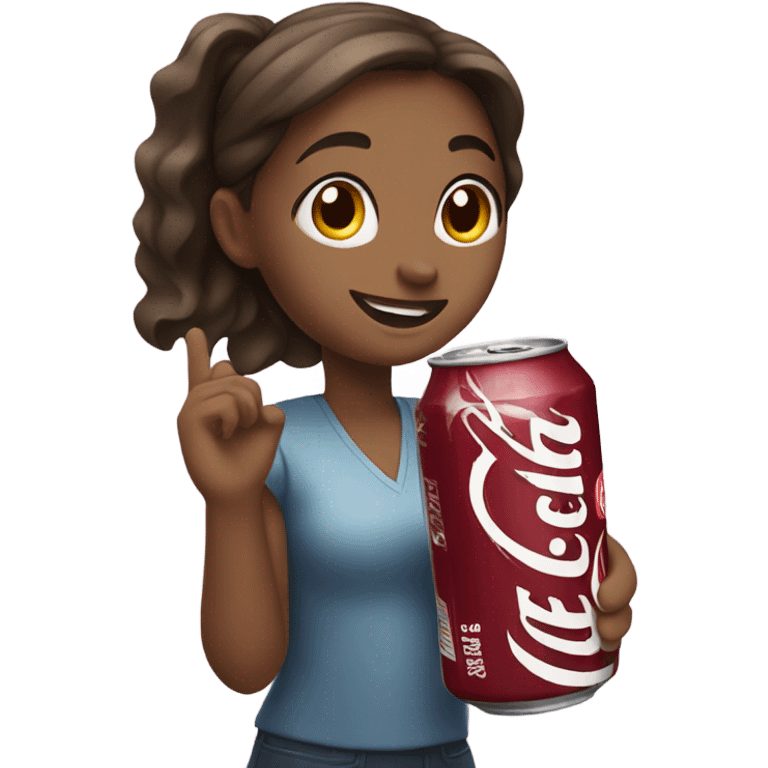 A girl holding a Dr Pepper can emoji