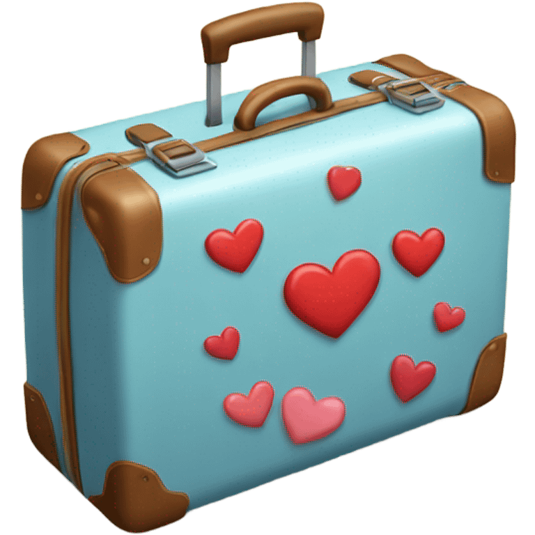 A suitcase with hearts around it emoji