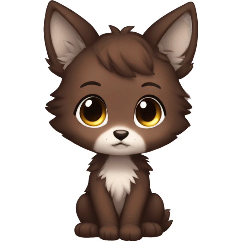 Shy Cute Chibi Dark Brown Furry Anthro Sona emoji