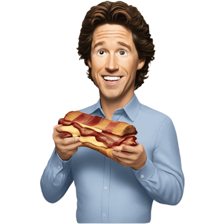 Joel Osteen eating bacon emoji