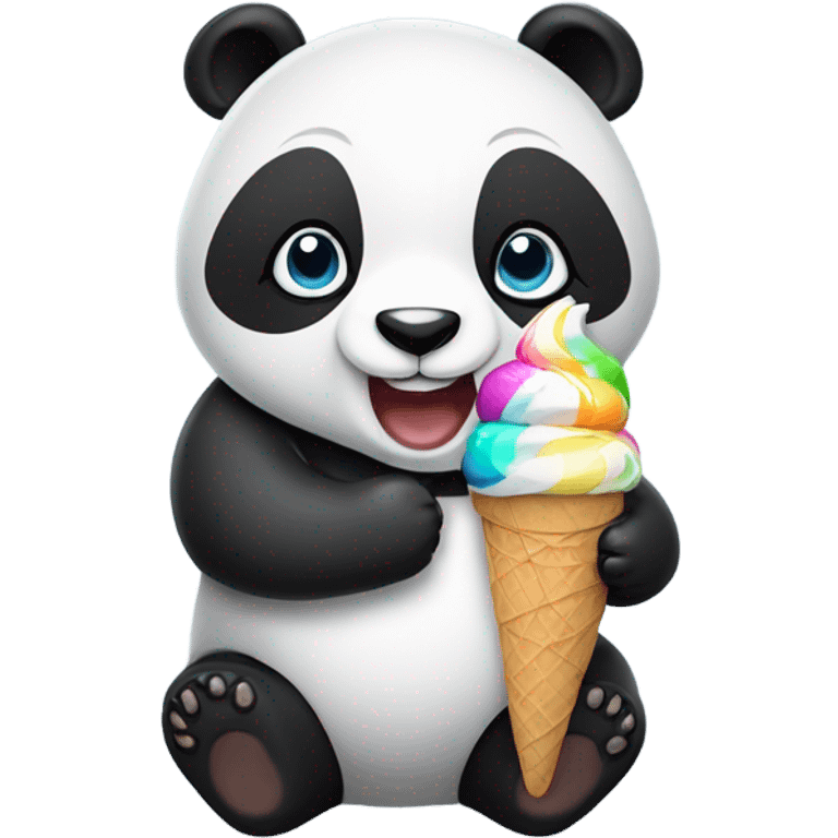 Panda eating ice cream emoji