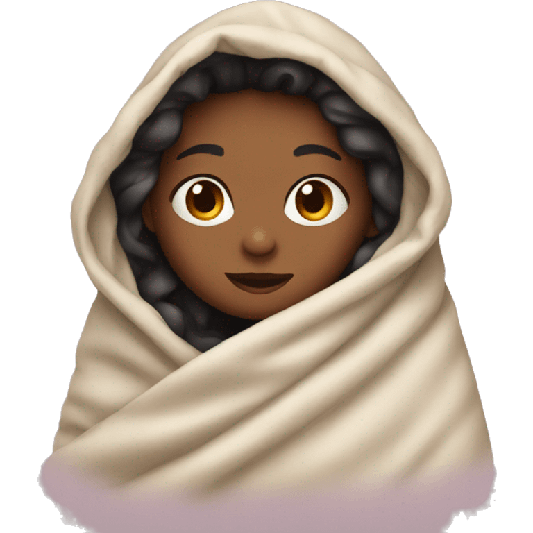 Girl cozy in a blanket  emoji