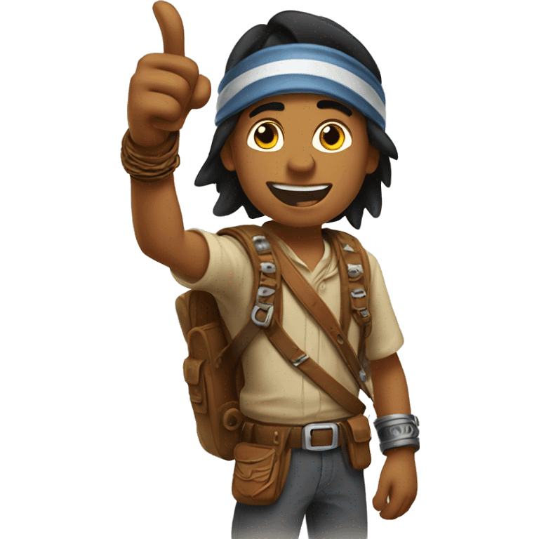 Young adventure guy thumps up indian emoji