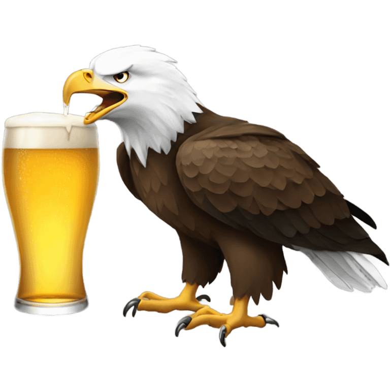 Bald eagle drinking beer emoji