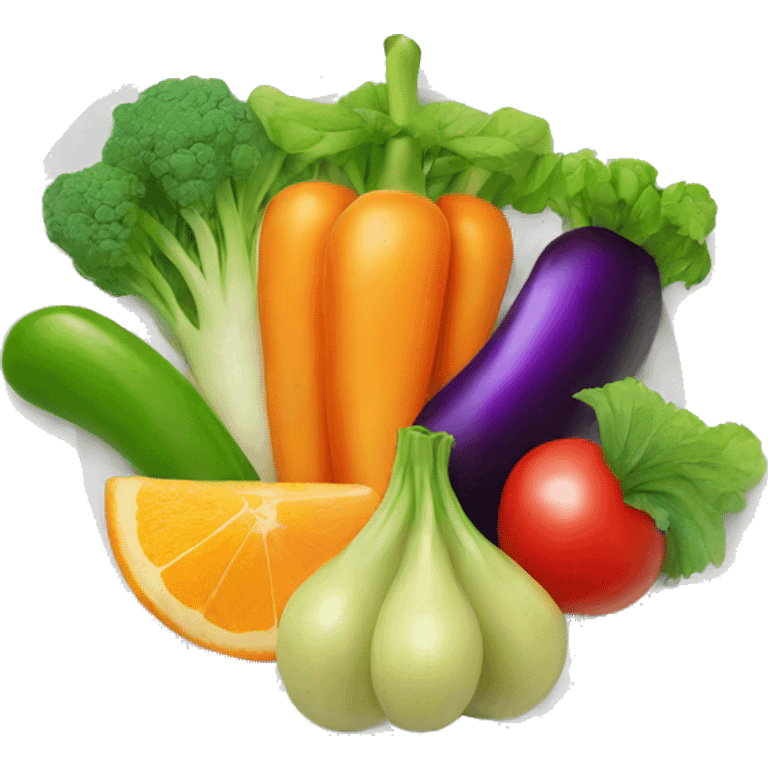 Vegetables and fruits on plate emoji