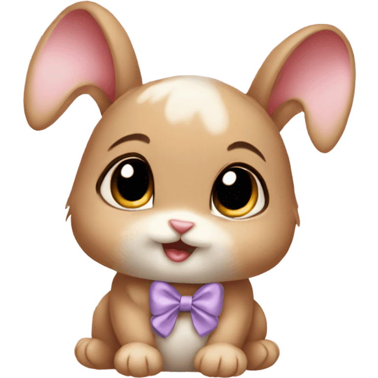 Baby bunny with coquette bow on ear emoji