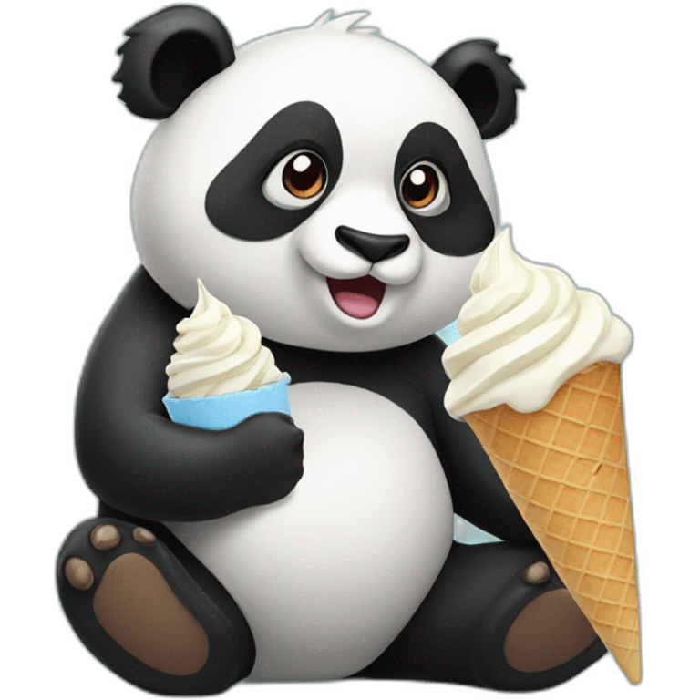 Panda eating ice cream emoji