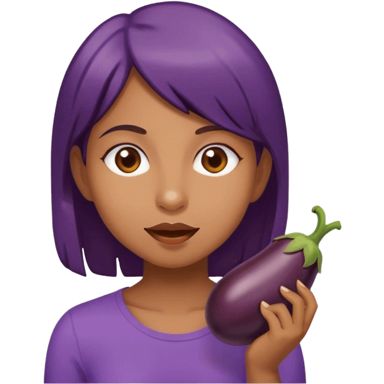 girl eating eggplant emoji