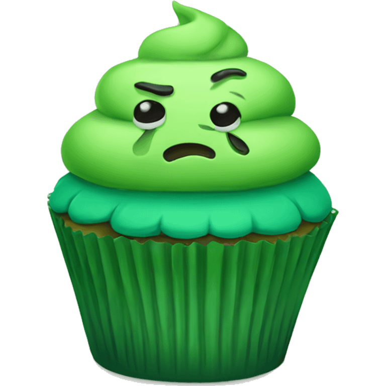 Sad and sick green cupcake emoji