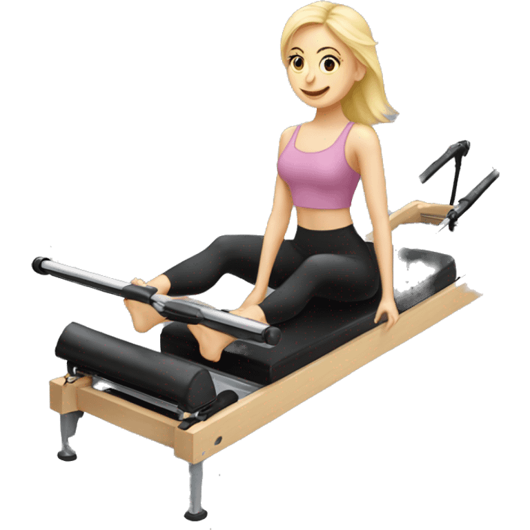 Blonde girl on pilates reformer  emoji