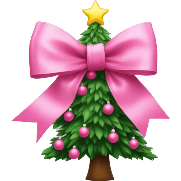 pink bow on chritmas tree emoji