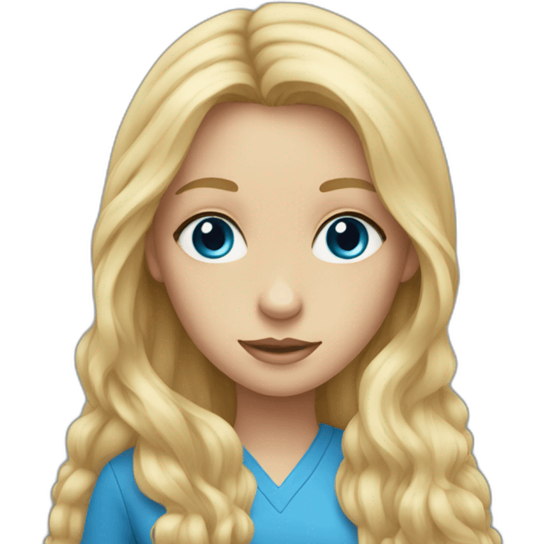 Blonde long haired girl with big blue eyes emoji