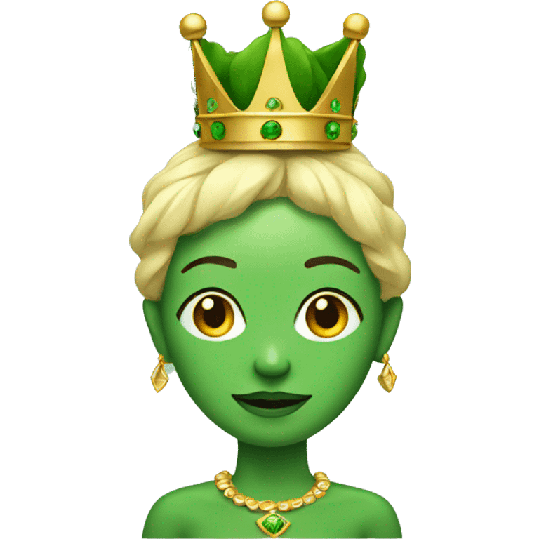 Green skin woman and crown emoji