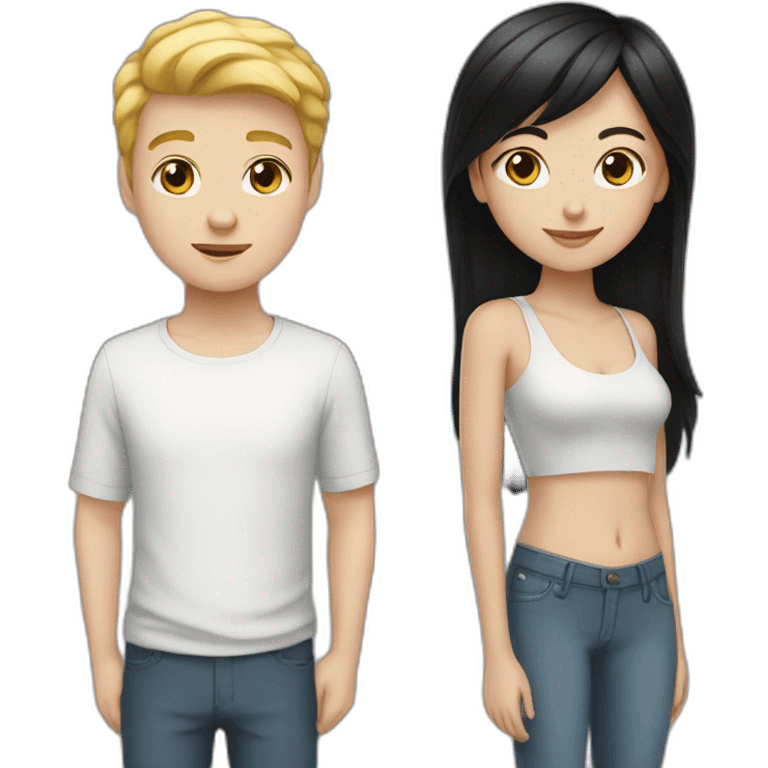 One white boy with black hair and white girl with black hair emoji