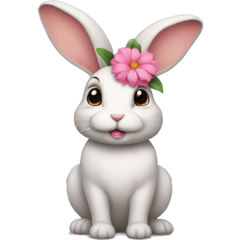 Bunny with pink flower on her head  emoji