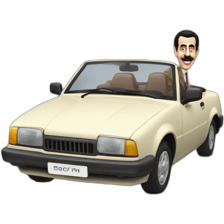 Borat driving mr. Bean's car emoji