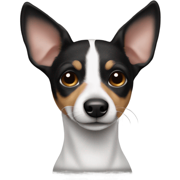 rat terrier dog with all black head, only black and white fur emoji