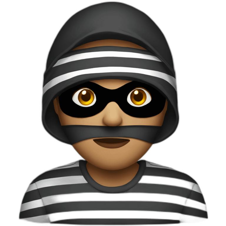 bank robber with eye mask and striped tshirt emoji