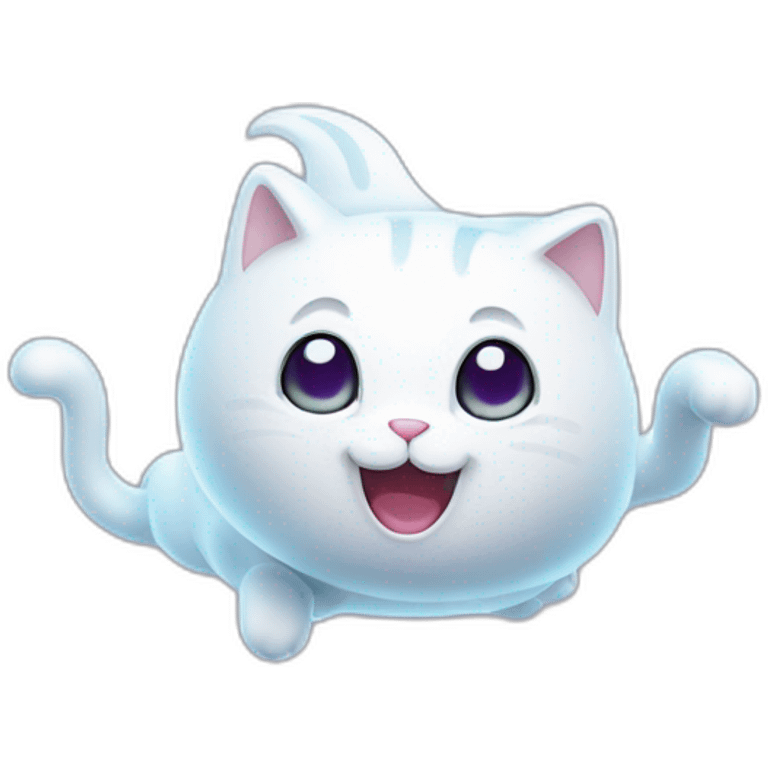 Cute cartoon ghost cat floating in the air emoji