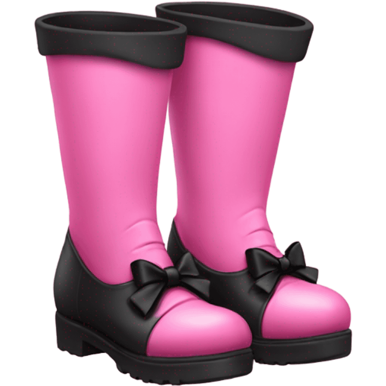 Pink boots with black bows emoji