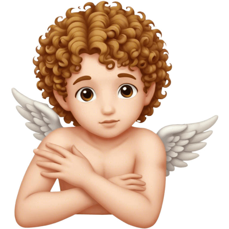 cupid with wispy and curly hair, resting head on palm of hand emoji