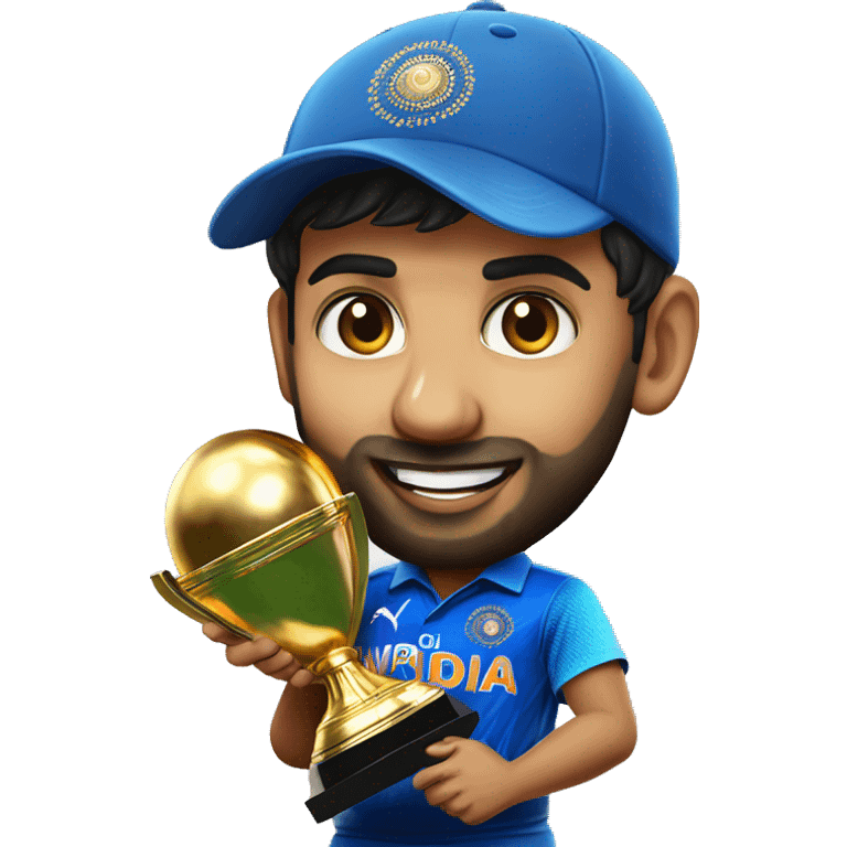 rohit sharma batsman with wrld cup trophy emoji