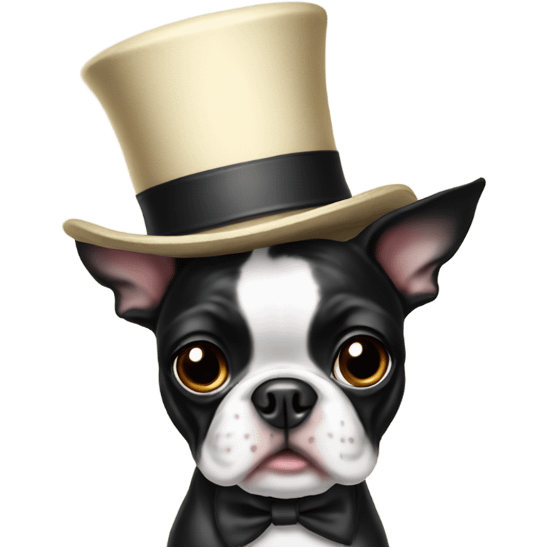 Boston Terrier in a top hat emoji