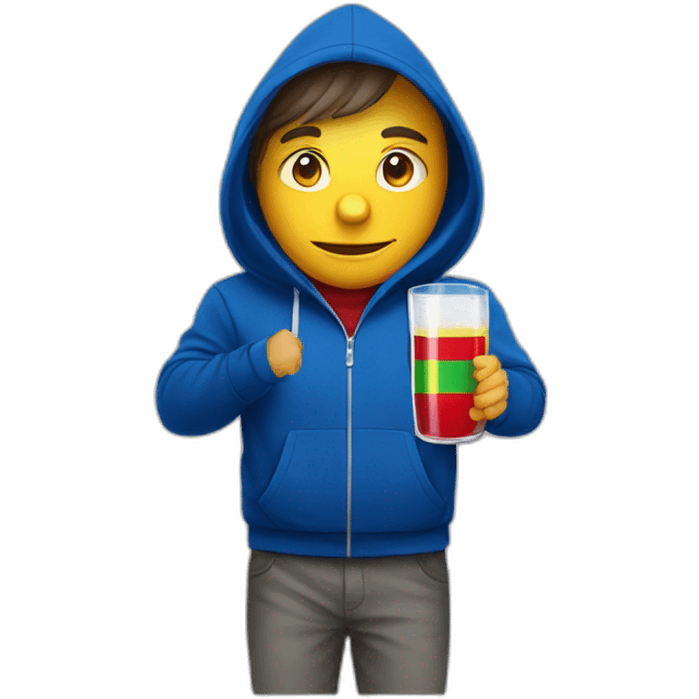 man in hoodie with moldova flag drink alcohol emoji