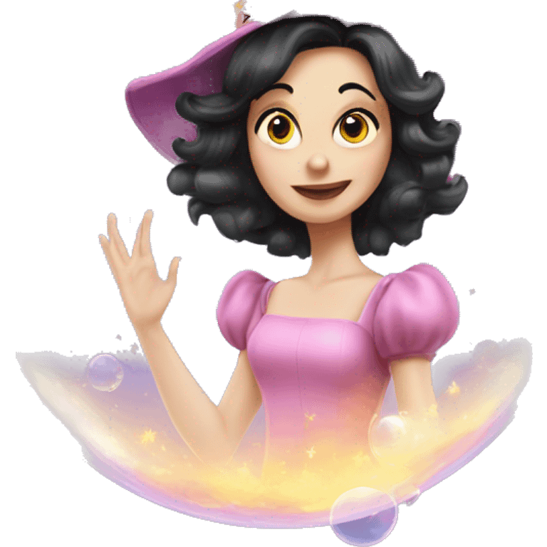 The good witch from Oz flying in a bubble emoji