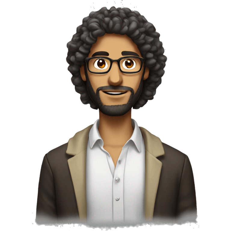 make an arab giga chad man with long hair and glasses and curly hair emoji